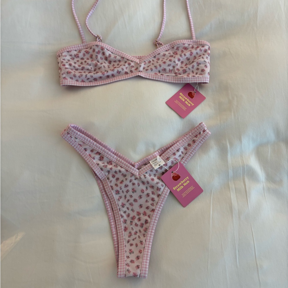Strawberry Milkmob Pink Floral Bikini Set